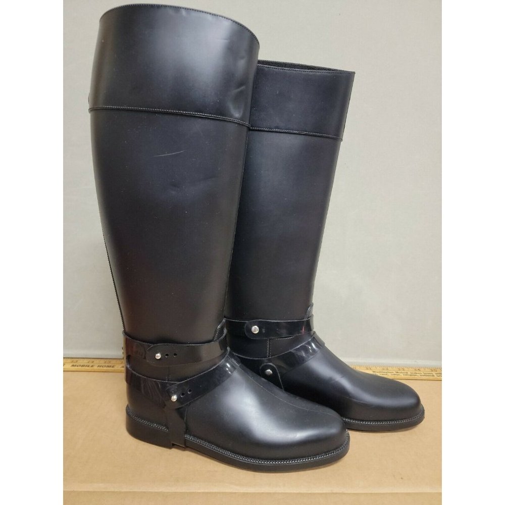 SLOOSH Black 7.5 EU38 Pull on Tall rain Horse riding boots Made in Italy